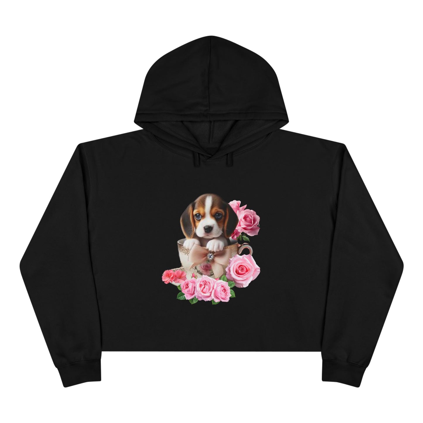 Too Cute Beagle Teacup Puppy Cropped Hoodie