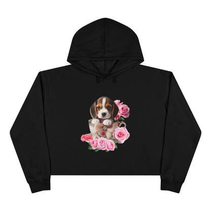Too Cute Beagle Teacup Puppy Cropped Hoodie