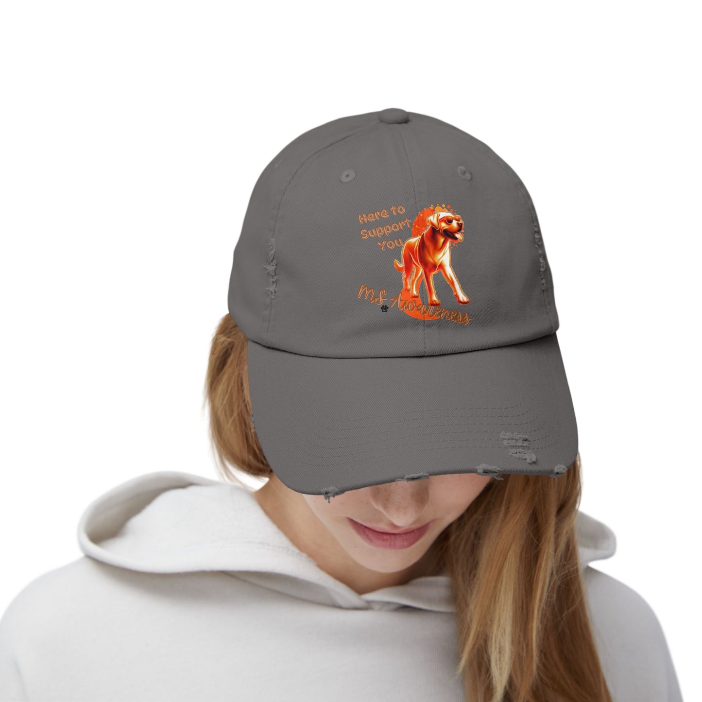 Labrador Retriever "Here to Support You" MS Awareness Distressed Cap