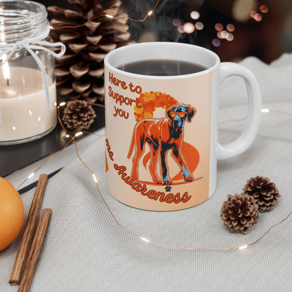 Great Dane MS Awareness Ceramic Mug - "Here to Support You" Mobility Service Dog Coffee Cup