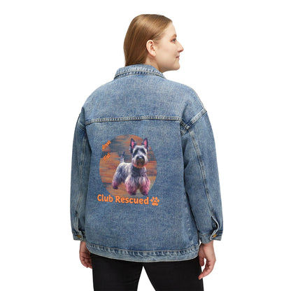 Scottish Terrier Club Rescued Women's Denim Jacket Amor Fati