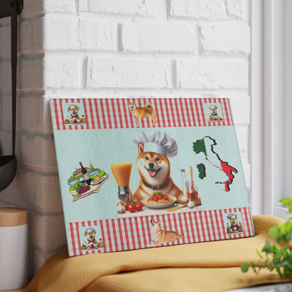 Shiba Inu Chef Glass Cutting Board, Dog Lover Gift, Kitchen Decor, Cooking Accessory, Unique Kitchen Gadgets