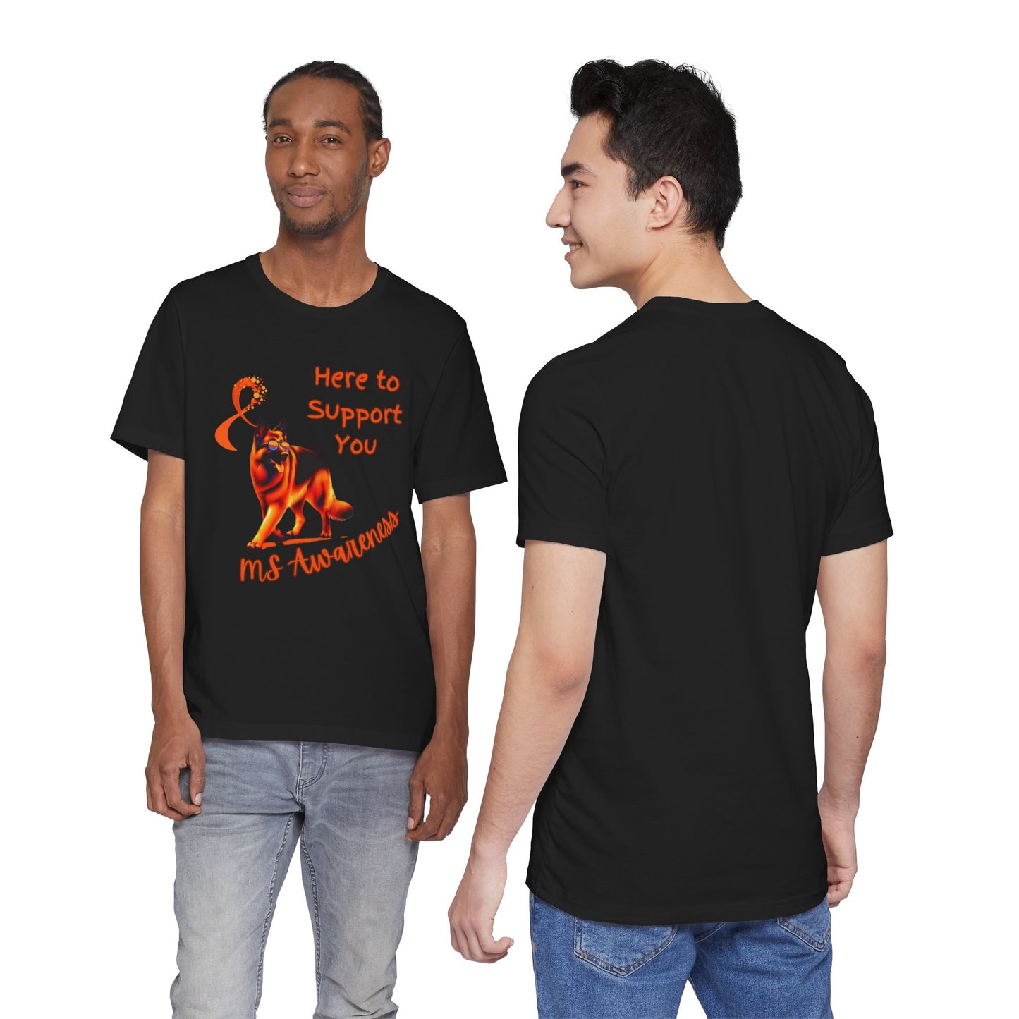MS Awareness German Shepherd Orange Ribbon Support Design T-shirt.