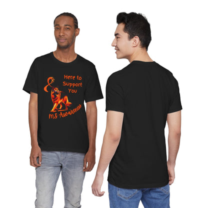 MS Awareness German Shepherd Orange Ribbon Support Design T-shirt.