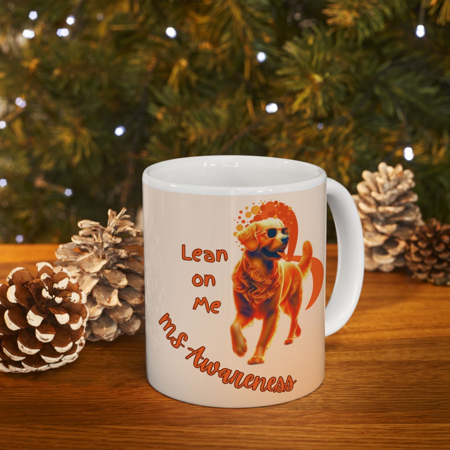 Golden Retriever MS Awareness Coffee Mug – "Lean on Me" Ceramic Mug