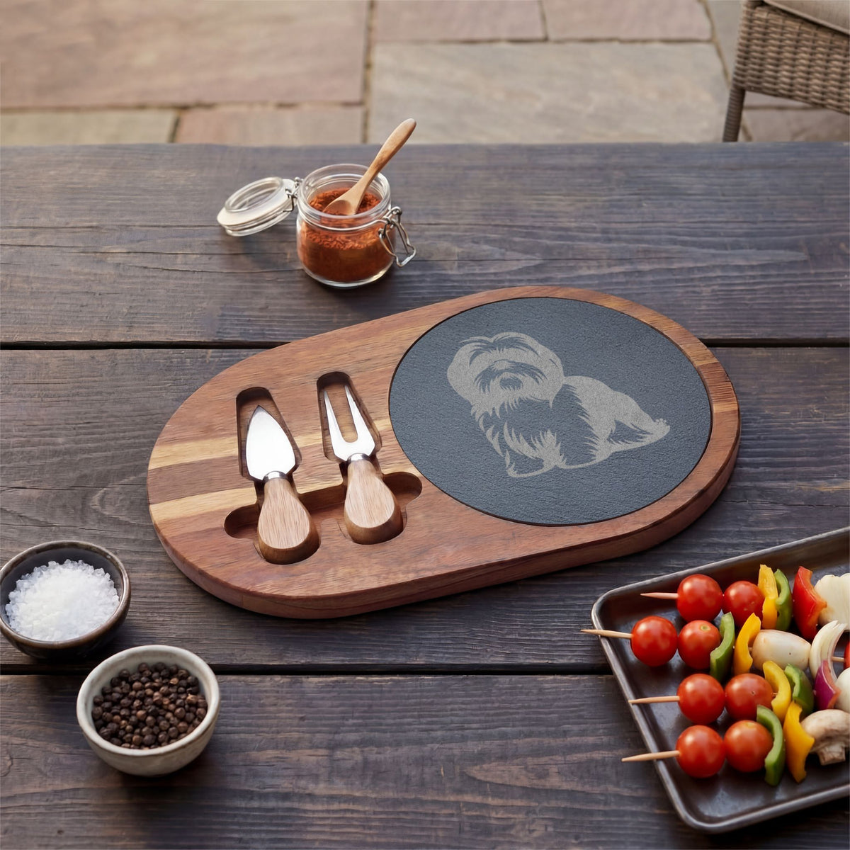 Shih Tzu Engraved Charcuterie Board, Dog Lover Cheese Board & Serving Platter