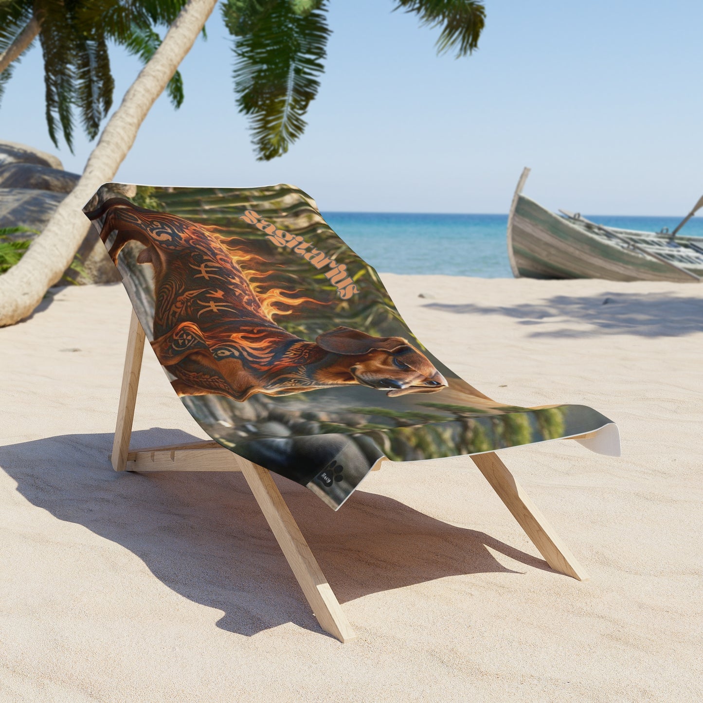 Sagittarius Dachshund Elements Beach Towel