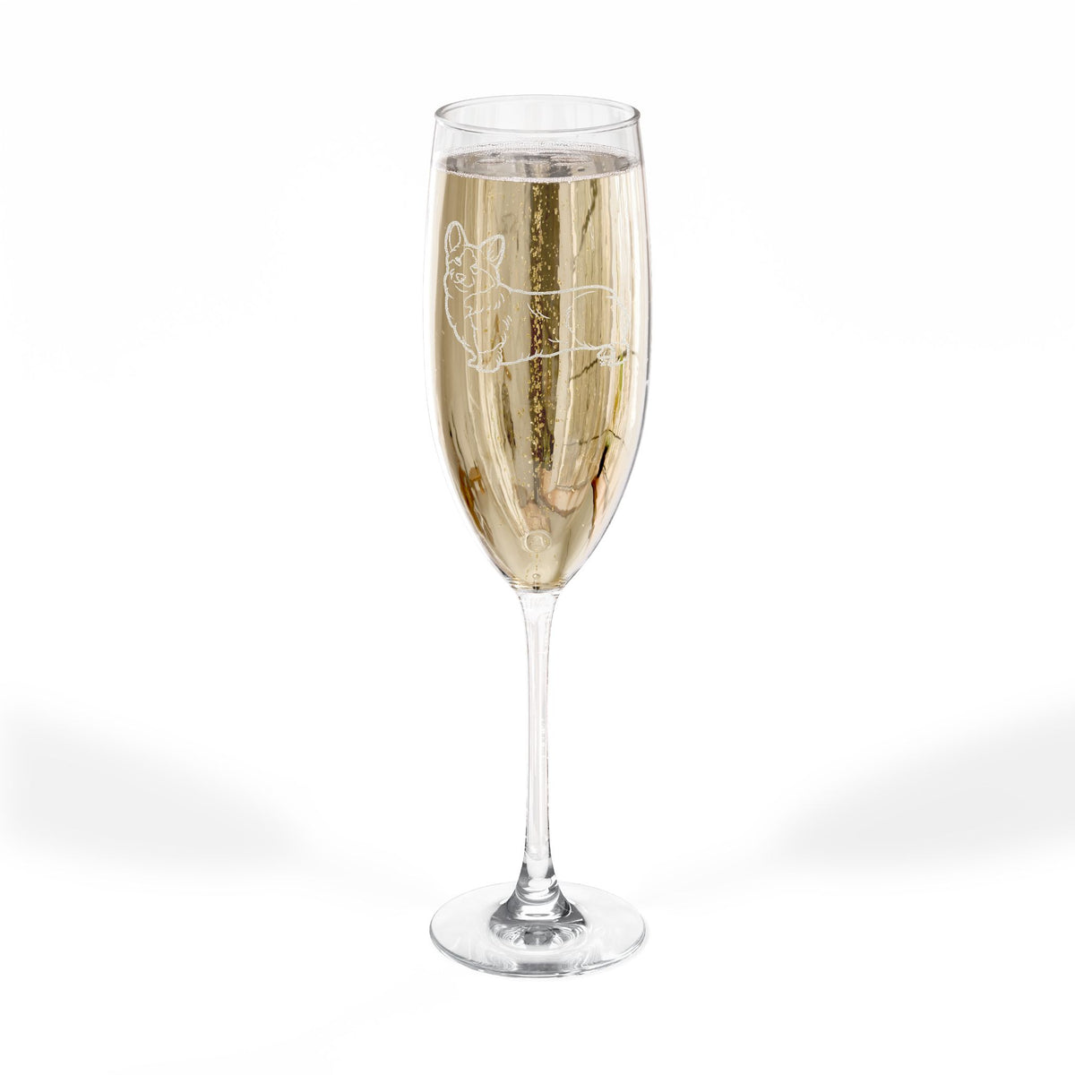 Corgi Engraved Champagne Flute