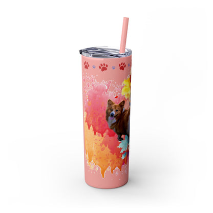Emotional Support Human for my Corgi Skinny Tumbler with Straw