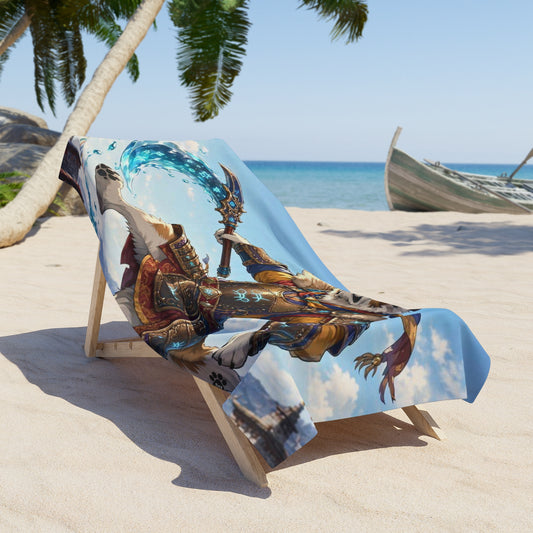 Pisces Saint Bernard Warrior Beach Towel