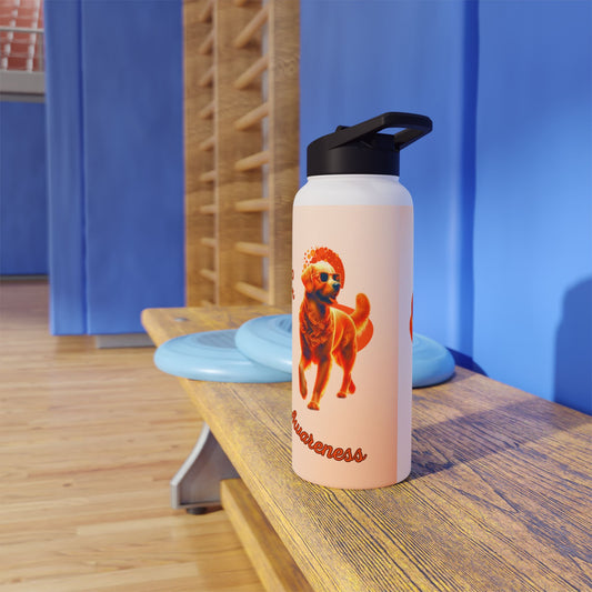 Golden Retriever "Lean on Me" MS Awareness Stainless Steel Water Bottle