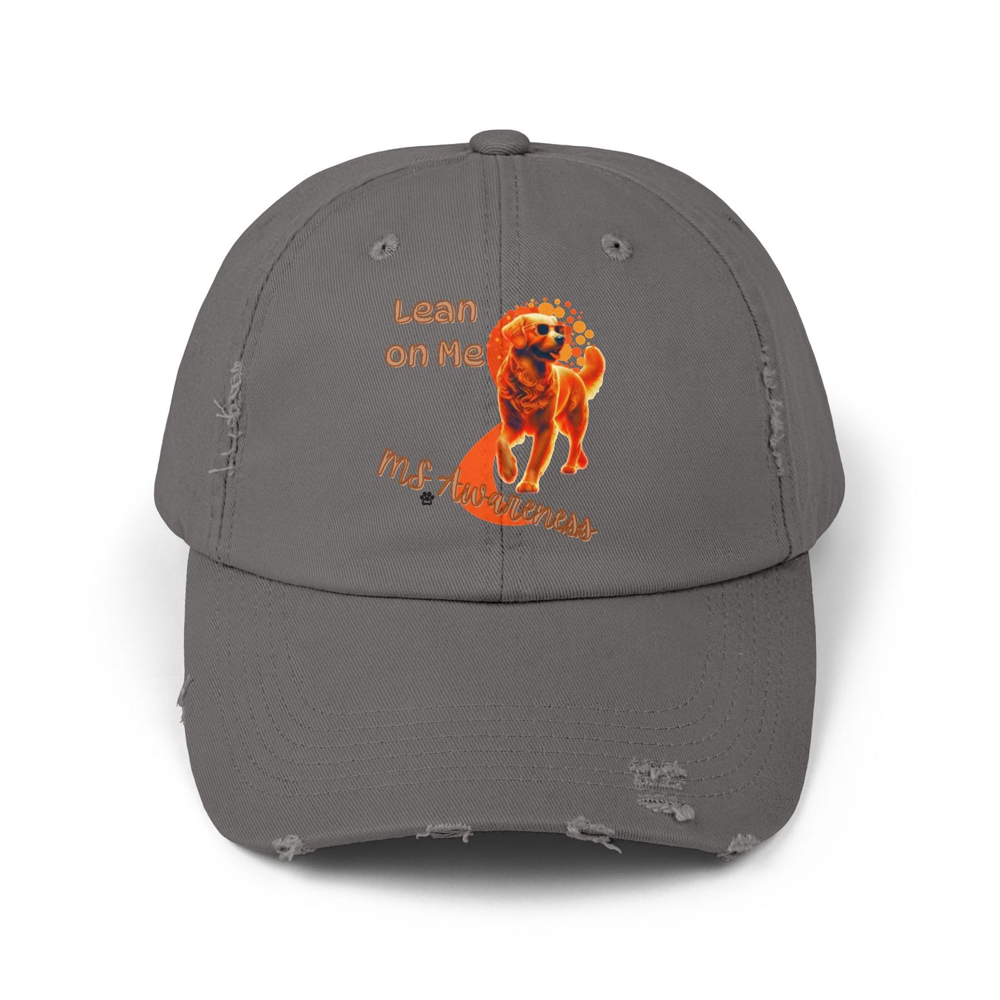 Golden Retriever "Lean on Me" MS Awareness Distressed Cap