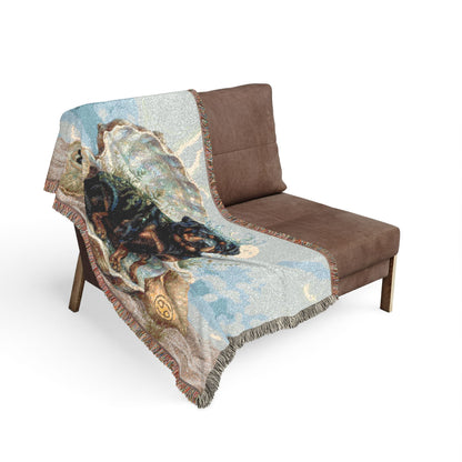 Luxury Cancer Zodiac Rottweiler Woven Blanket - Elegant Water Element Astrology Throw