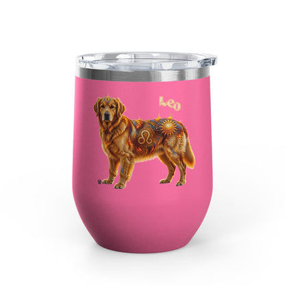 Leo Elements Collection Golden Retriever 12oz Stainless Steel Wine Tumbler