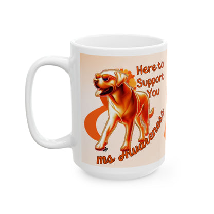 Labrador Retriever MS Awareness Ceramic Mug - "Here to Support You" Mobility Service Dog Coffee Cup