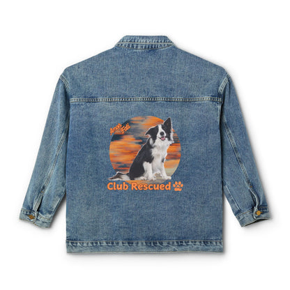 Border Collie Club Rescued Women's Denim Jacket "Amor Fati"