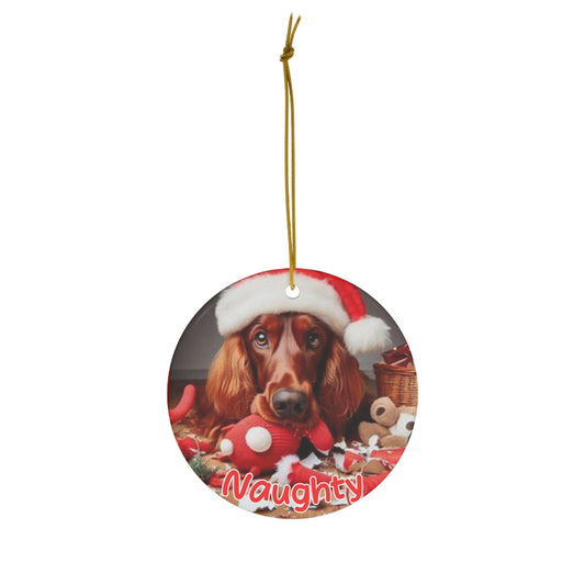 Irish Setter Naughty or nice Christmas Ceramic Ornament, 1-Pack
