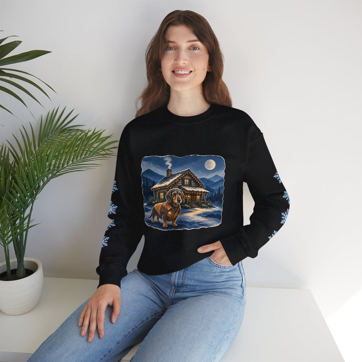 Wirehaired Dachshund Smoky Mountain Christmas Sweatshirt