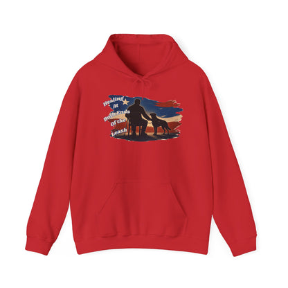Healing at Both Ends of the Leash™ – Veterans Day Support Unisex Heavy Blend Hooded Sweatshirt