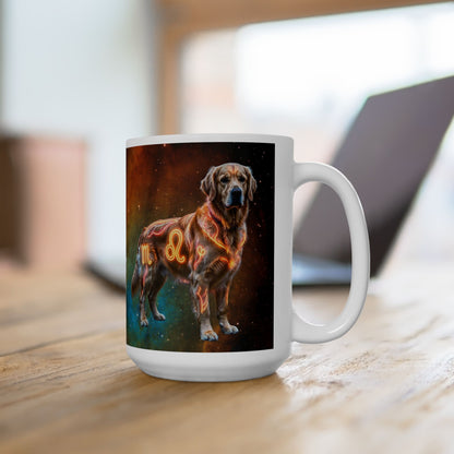 Golden Retriever Leo Zodiac Ceramic Mug - Celestial Astrology Coffee Cup