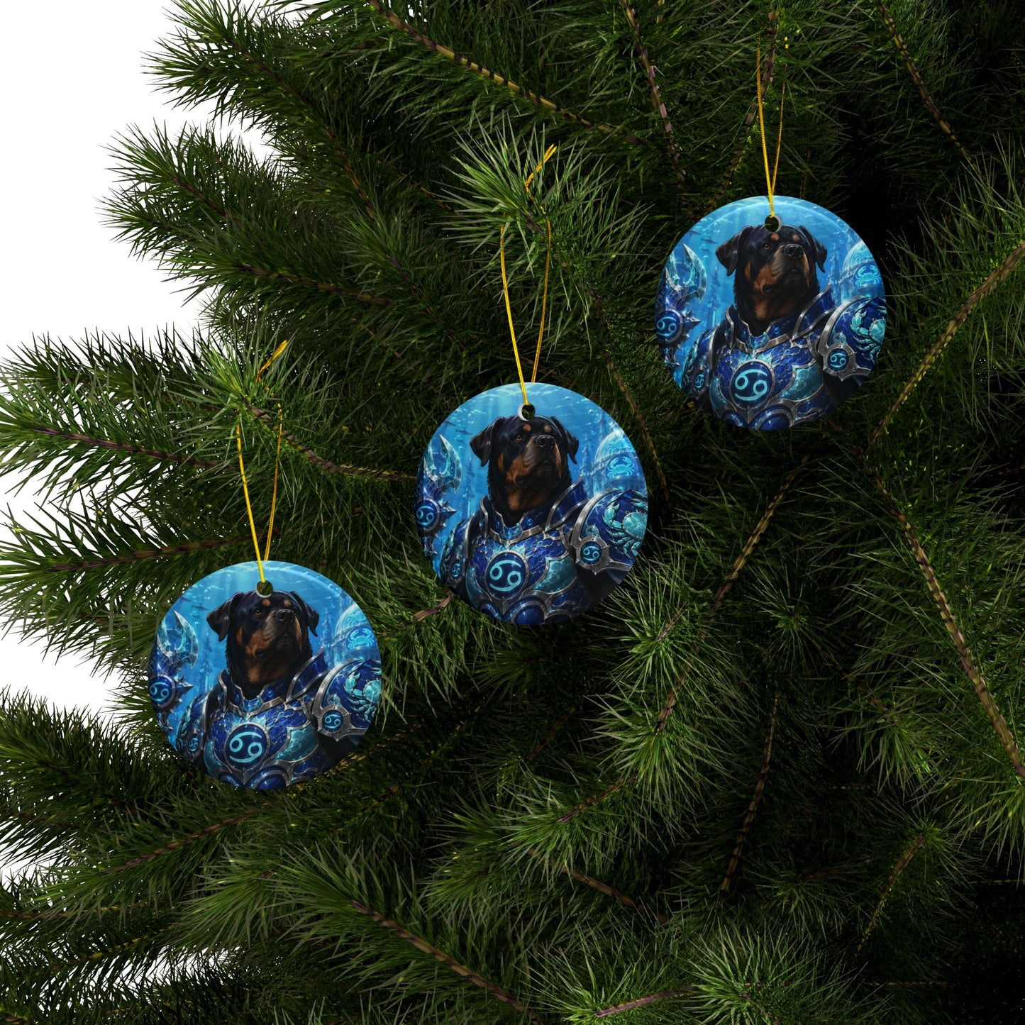 Rottweiler Knight Ceramic Ornament — Fantasy Armor Dog Christmas Decoration