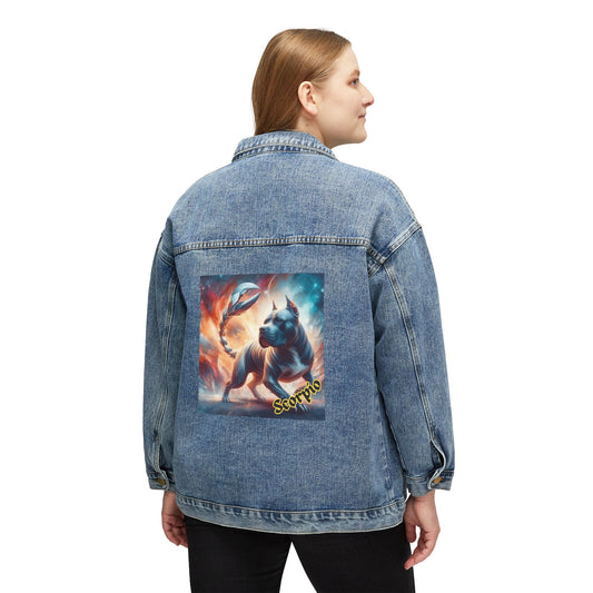 Scorpio Zodiac Denim Jacket for Women - Pit Bull Artwork