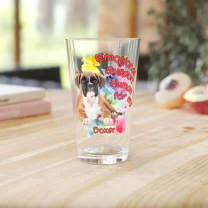 Emotional Support Human for my Boxer Clear Pint Glass