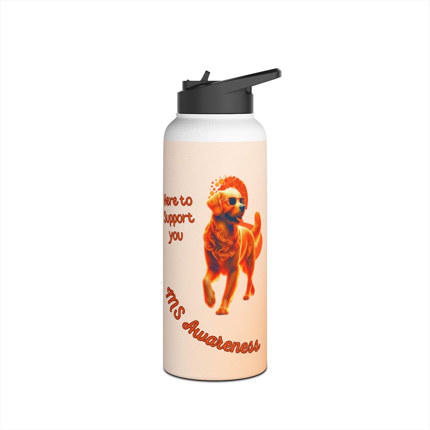 Golden Retriever "Lean on Me" MS Awareness Stainless Steel Water Bottle