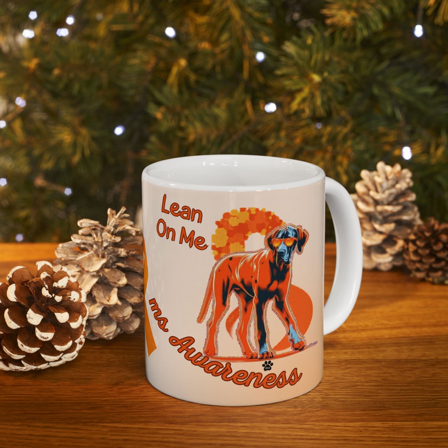 Great Dane MS Awareness Ceramic Mug - "Lean on Me" Mobility Service Dog Coffee Cup