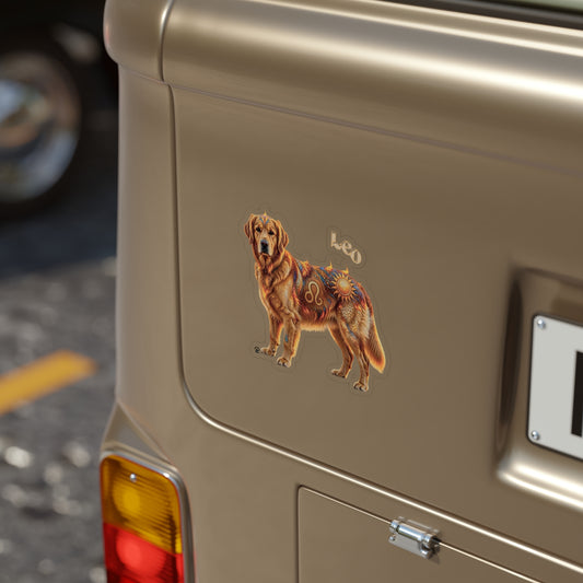 Leo Elements Collection Golden Retriever Die-Cut Transparent Outdoor Vinyl Sticker