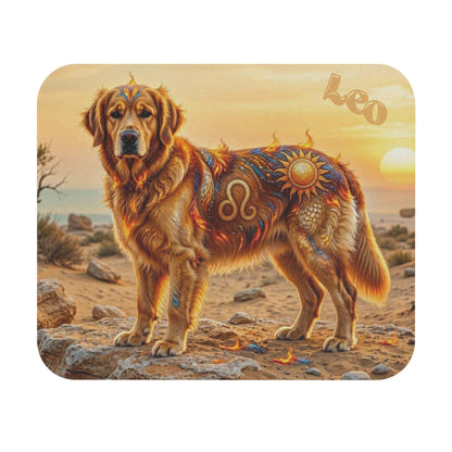 Leo Elements Collection Golden Retriever Rectangular Mouse Pad – Zodiac Desk Accessory