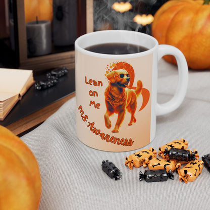 Golden Retriever MS Awareness Coffee Mug – "Lean on Me" Ceramic Mug