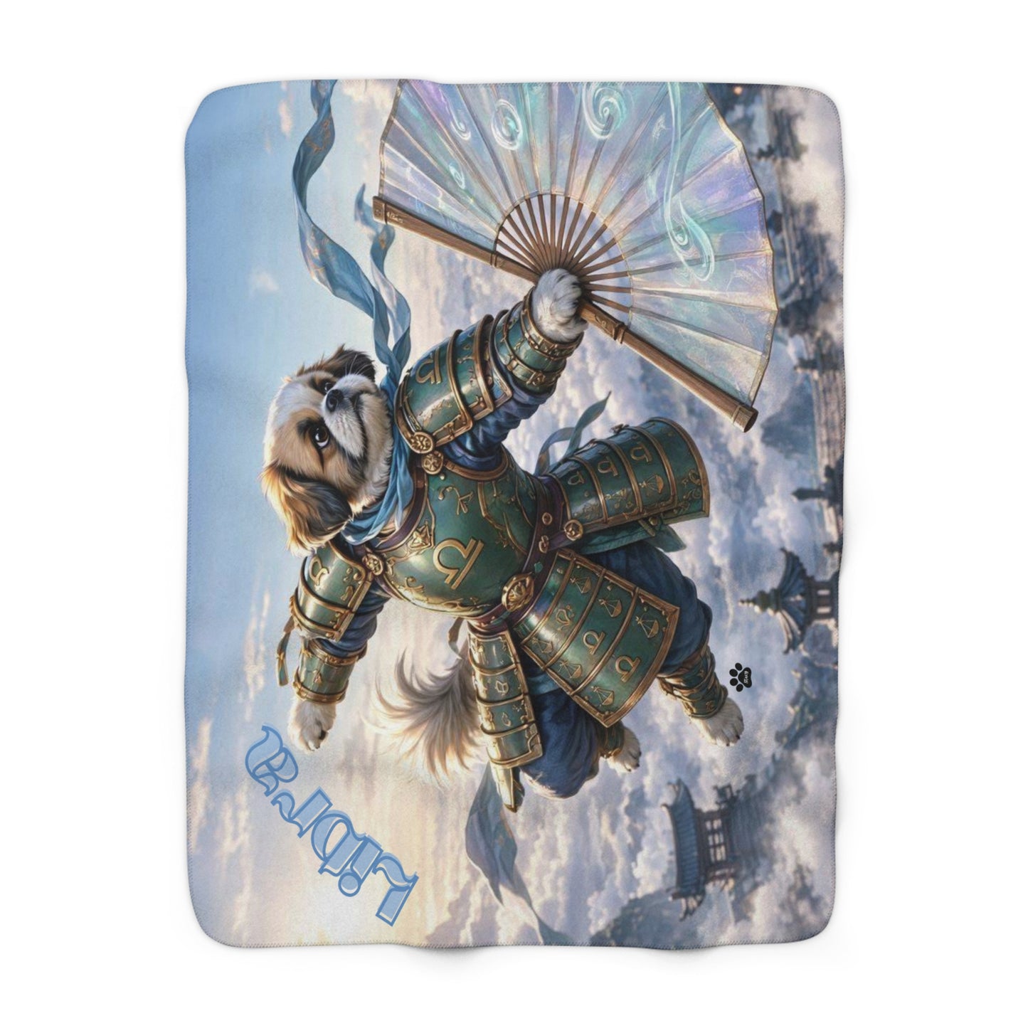 Libra Shih Tzu Warrior Sherpa Blanket