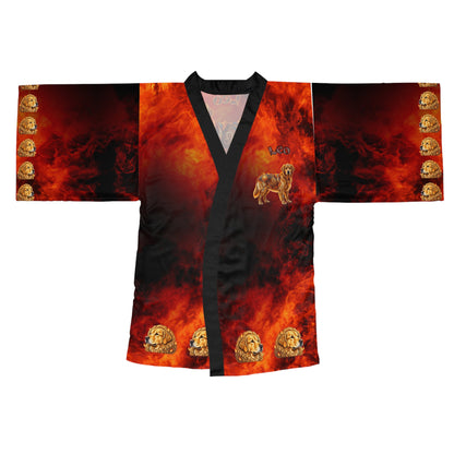 Golden Retriever Leo Zodiac Kimono Robe - Fire Element Astrology Bathrobe