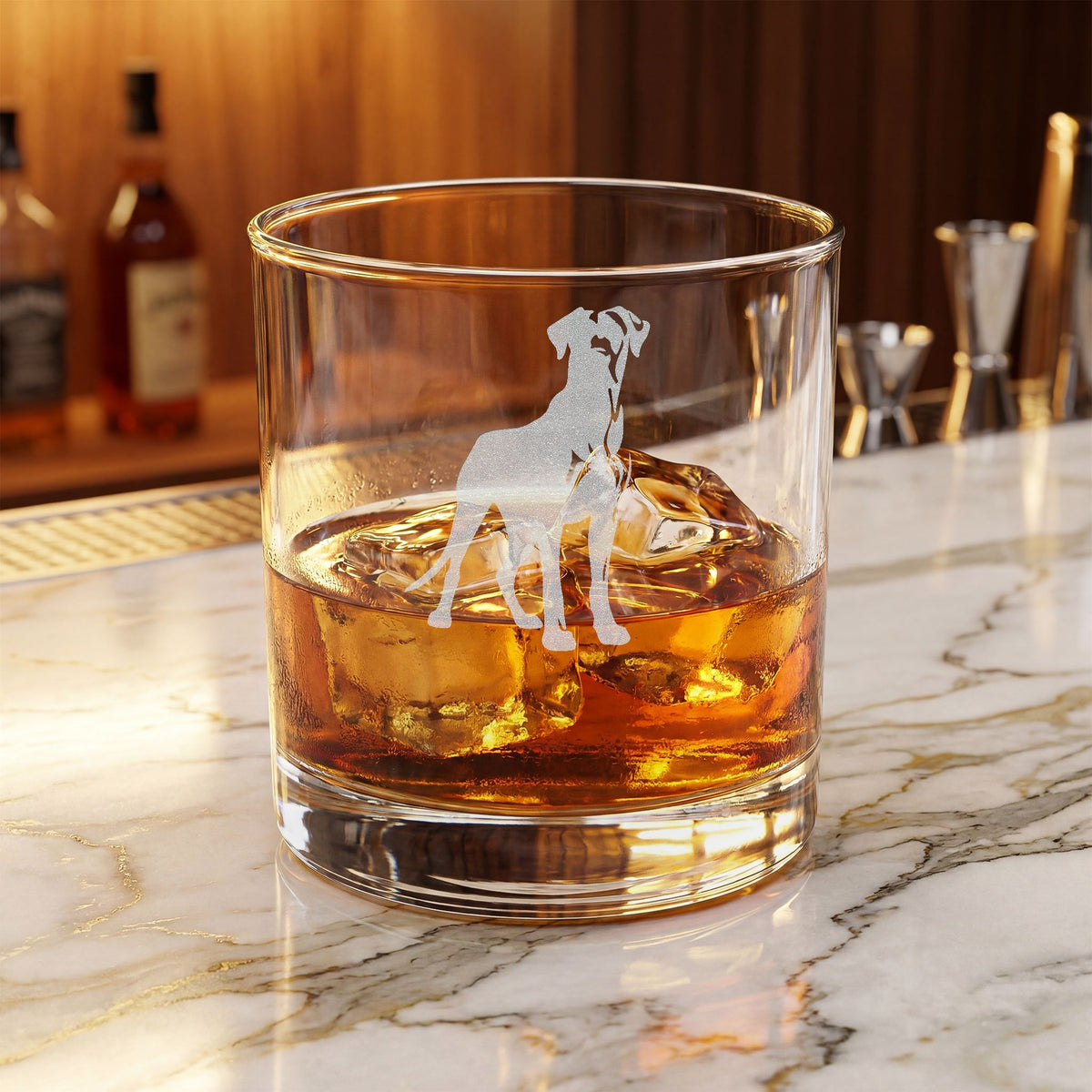 Great Dane Engraved Whiskey Glass
