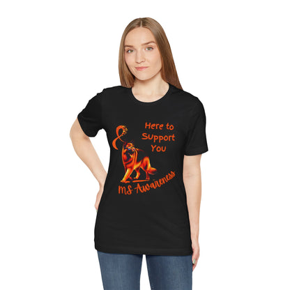 MS Awareness German Shepherd Orange Ribbon Support Design T-shirt.