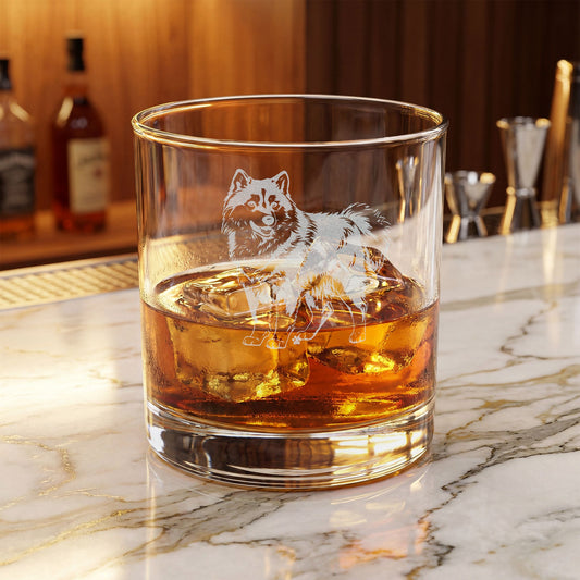 Siberian Husky Engraved Whiskey Glass