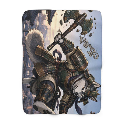 Virgo Siberian Husky Warrior Sherpa Blanket