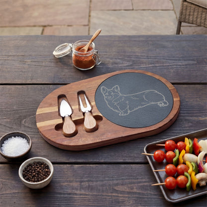 Corgi Engraved Charcuterie Board, Dog Lover Cheese Board & Serving Platter
