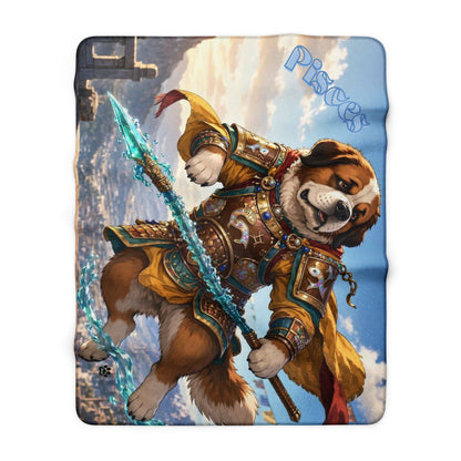 Pisces Saint Bernard Warrior Sherpa Blanket