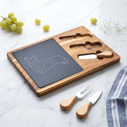 Corgi Engraved Charcuterie Board, Dog Lover Cheese Board & Serving Platter