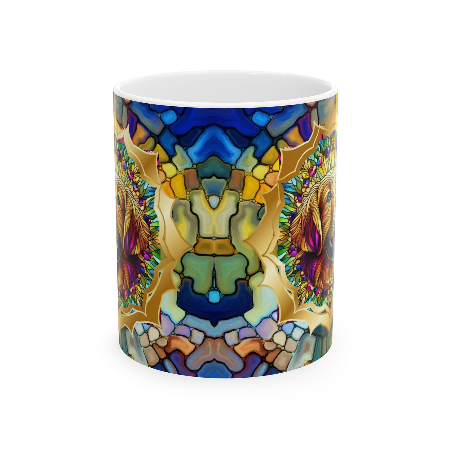 Golden Retriever Stained Glass Ceramic Mug