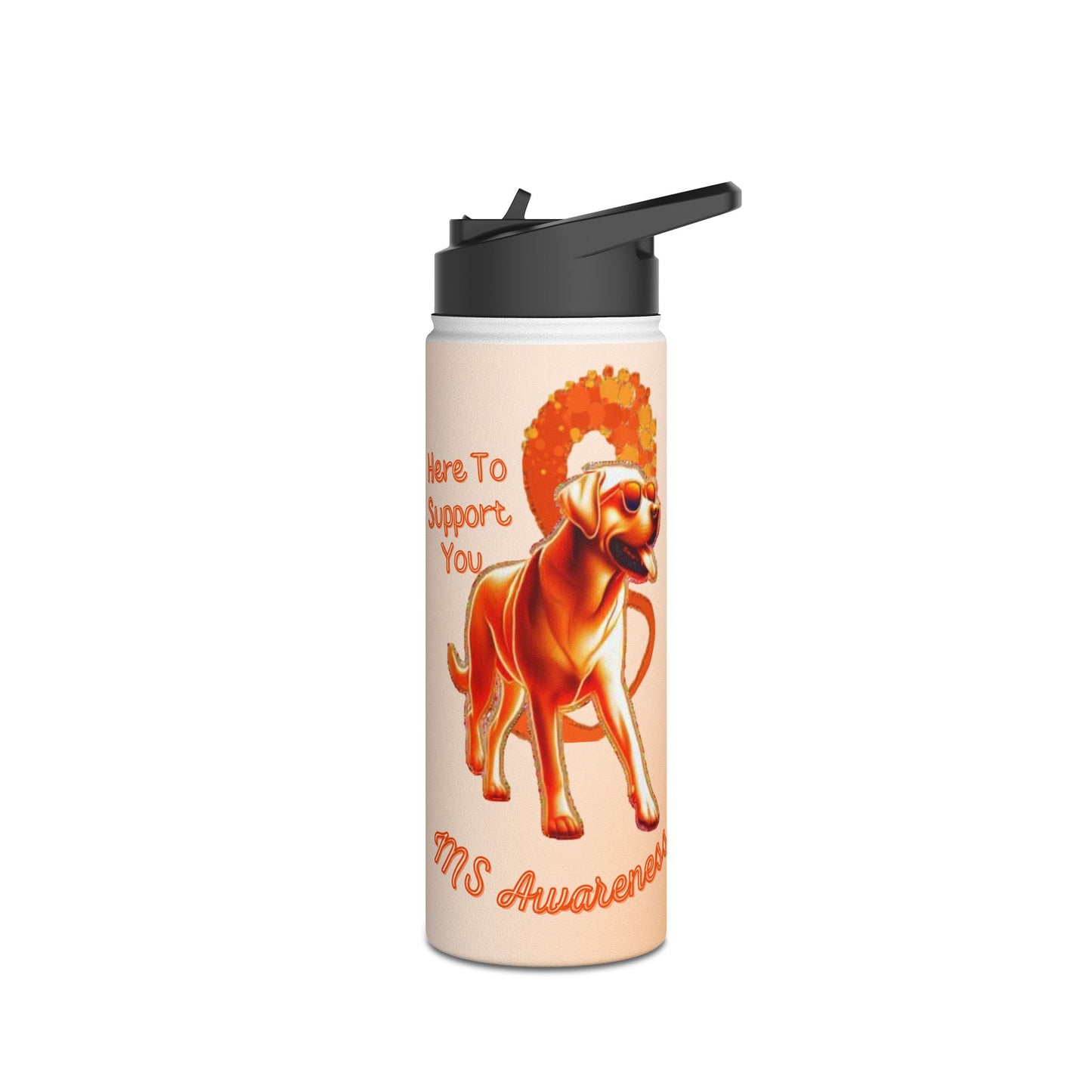 Labrador Retriever "Here to Support You" MS Awareness Stainless Steel Water Bottle
