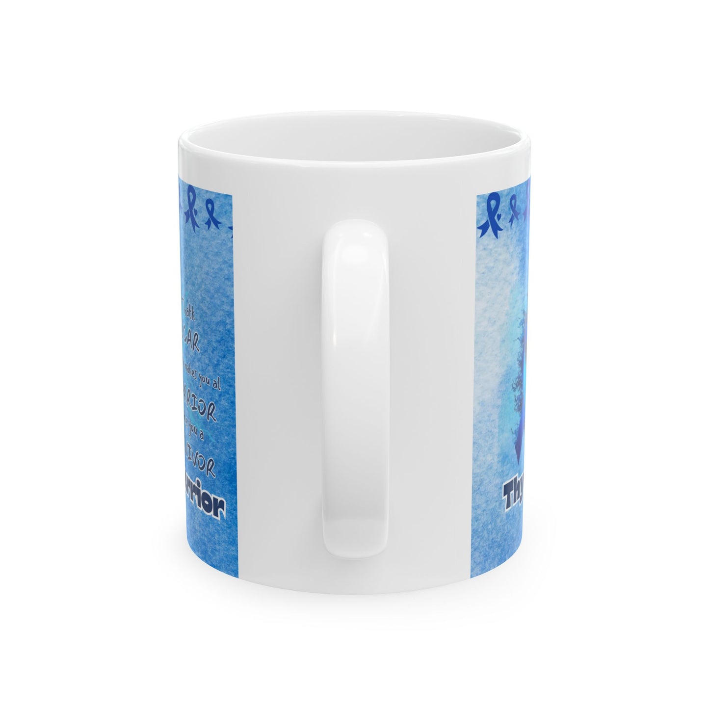 Thyroid Awareness- Thyroid Warrior and Survivor Ceramic Mug 11oz Courage of Dragons
