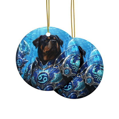 Rottweiler Knight Ceramic Ornament — Fantasy Armor Dog Christmas Decoration