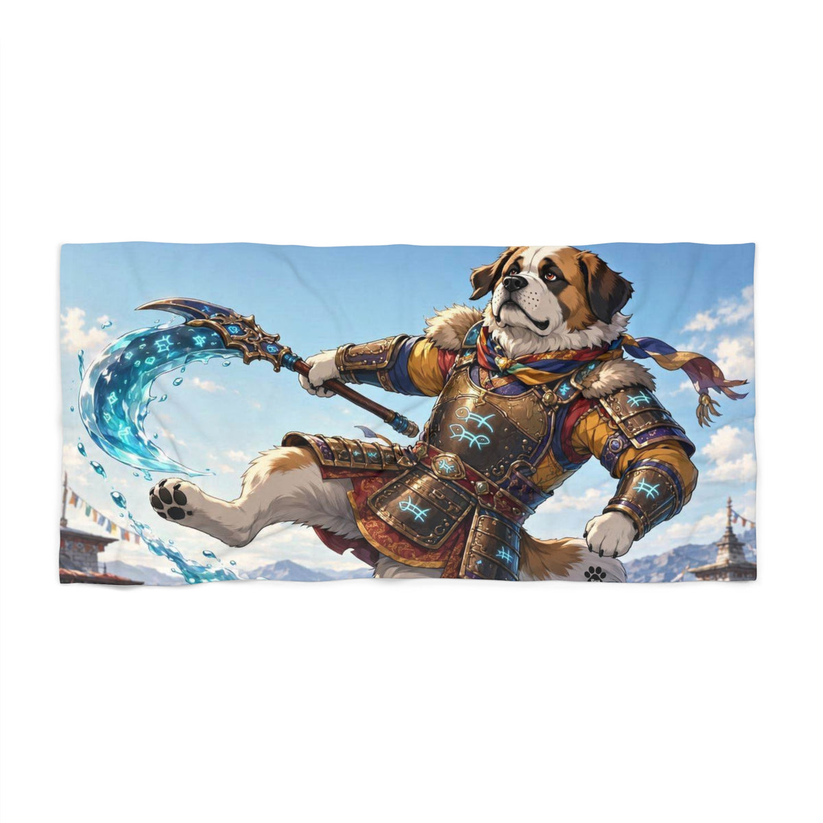 Pisces Saint Bernard Warrior Beach Towel