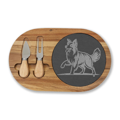 Border Collie Engraved Charcuterie Board, Dog Lover Cheese Board & Serving Platter