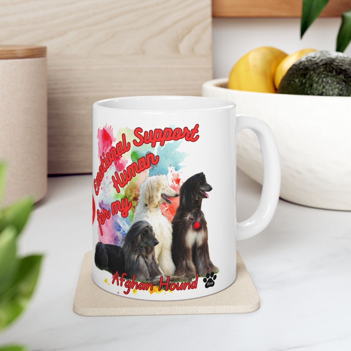 Emotional Support Human Afghan Hound Ceramic Mug,