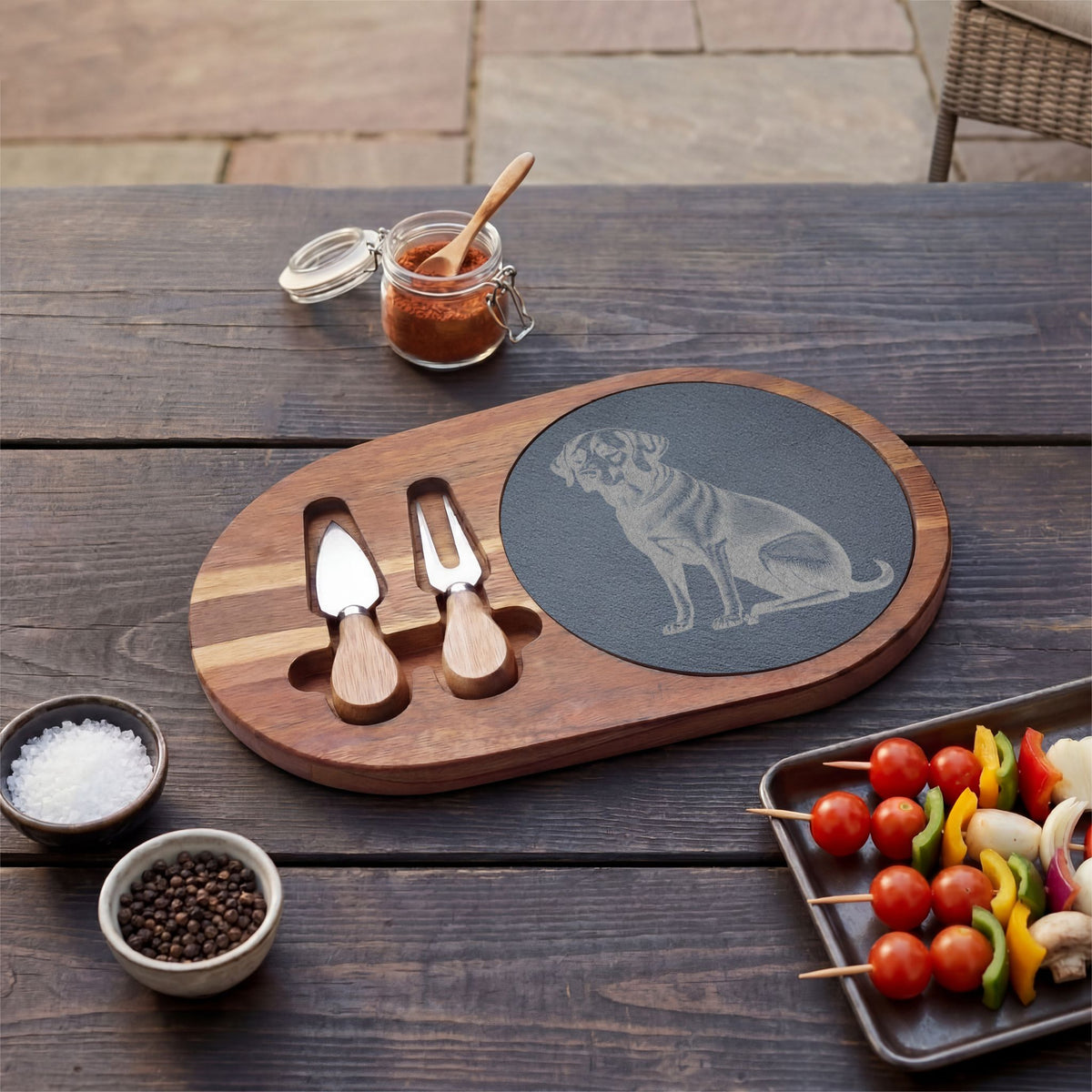 Black Lab Engraved Charcuterie Board, Dog Lover Cheese Board & Serving Platter