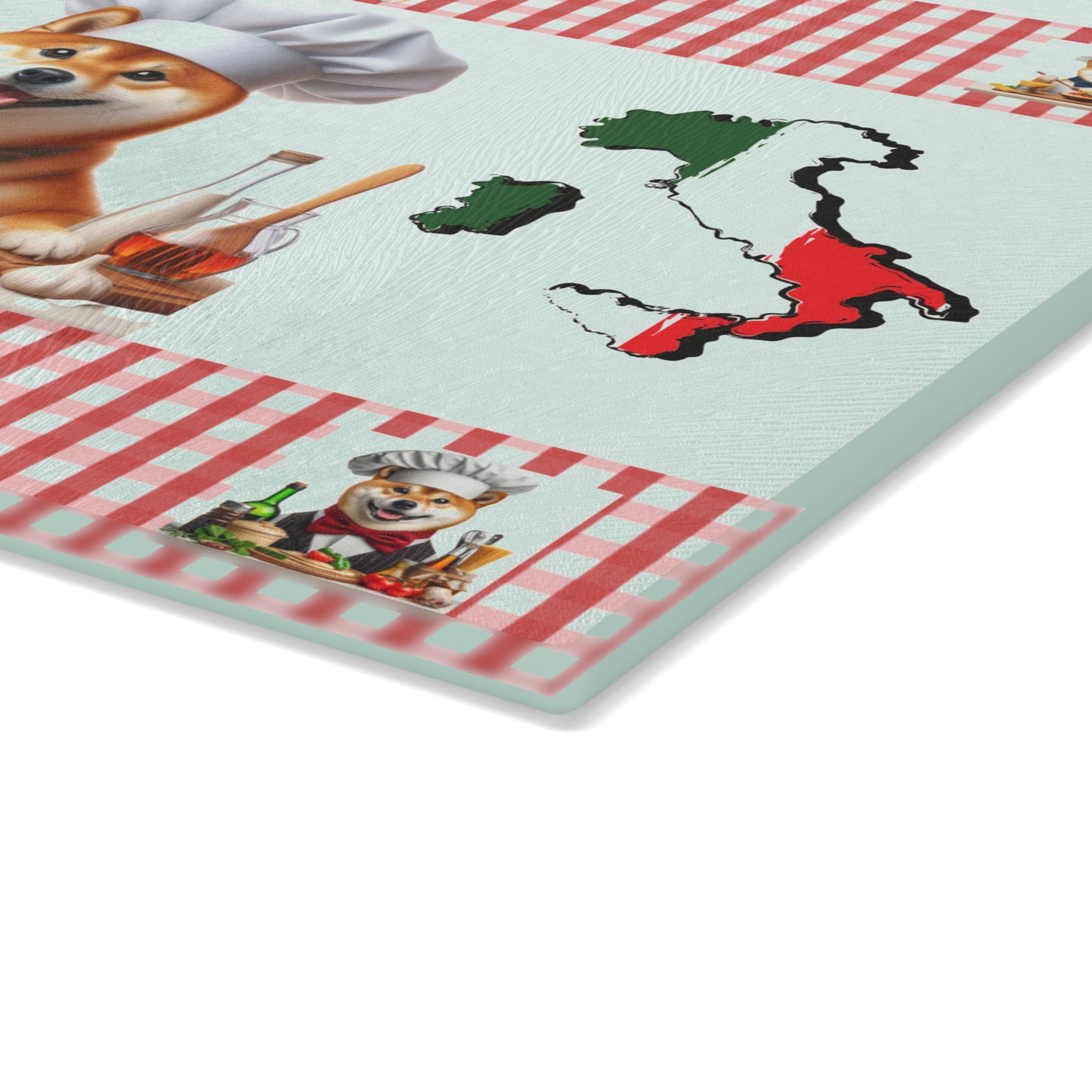 Shiba Inu Chef Glass Cutting Board, Dog Lover Gift, Kitchen Decor, Cooking Accessory, Unique Kitchen Gadgets